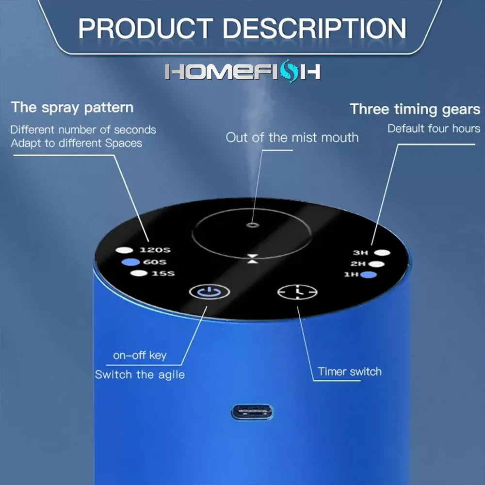 Portable Auto Scent Dispenser with 20Ml Refillable Oil Container USB Fragrance Spreader for Home